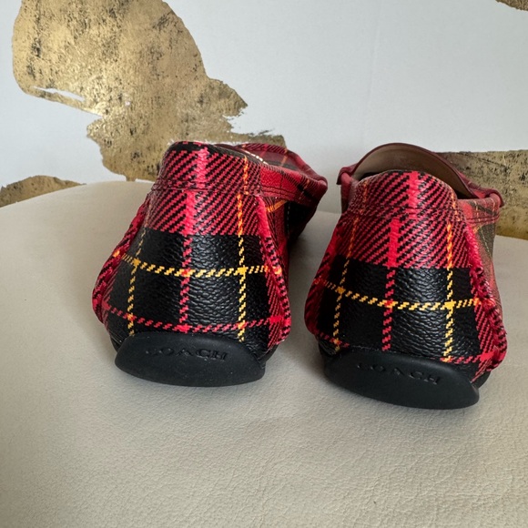 NEW COACH Marley Driver Red Plaid Print Slip-On Loafer Size 8.5 - Picture 4 of 5